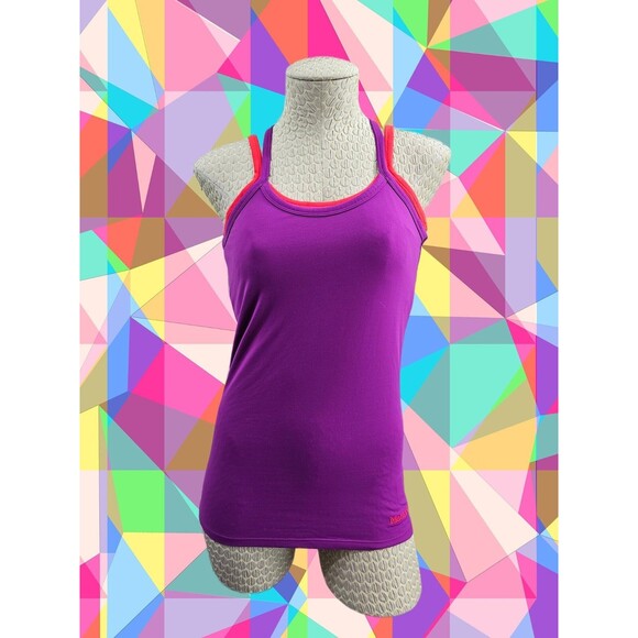 ALK Women's S Marmot Layered Built In Shelf Bra Workout Athletic Tank Top Tee - Picture 1 of 9